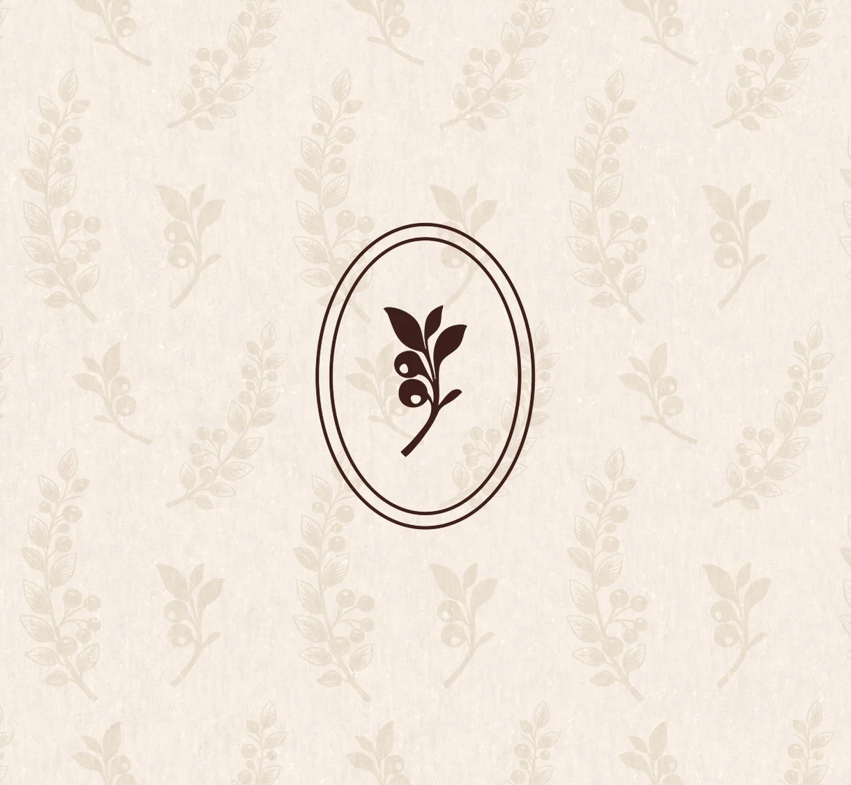 The Huckberry Farm botanical mark centred on the linen sprig pattern