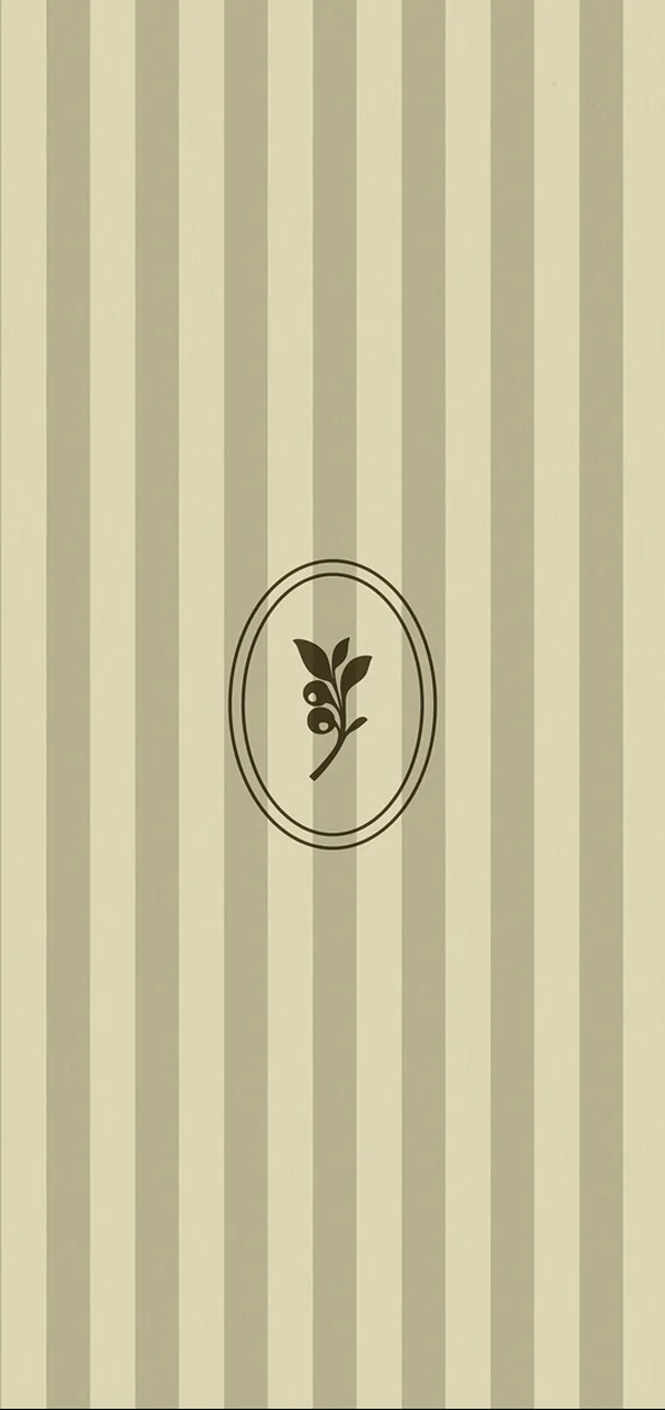 Huckberry Farm botanical crest on the oat ticking stripe